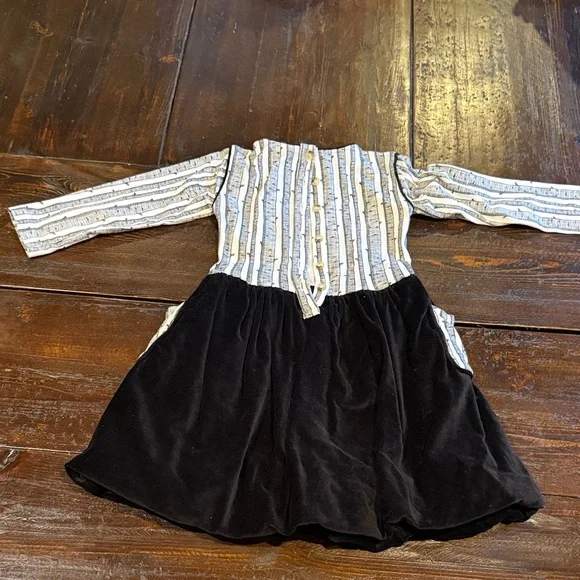 Kate Quinn Black and Cream Striped Kids Dress - Picture 3 of 3
